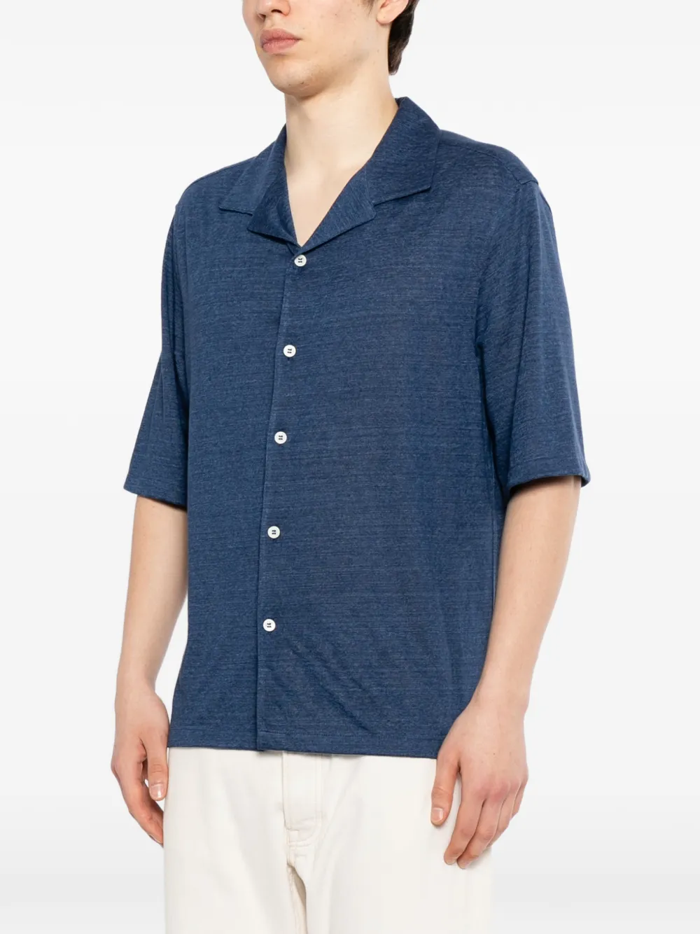 Brunello Cucinelli Overhemd met Cubaanse kraag Blauw