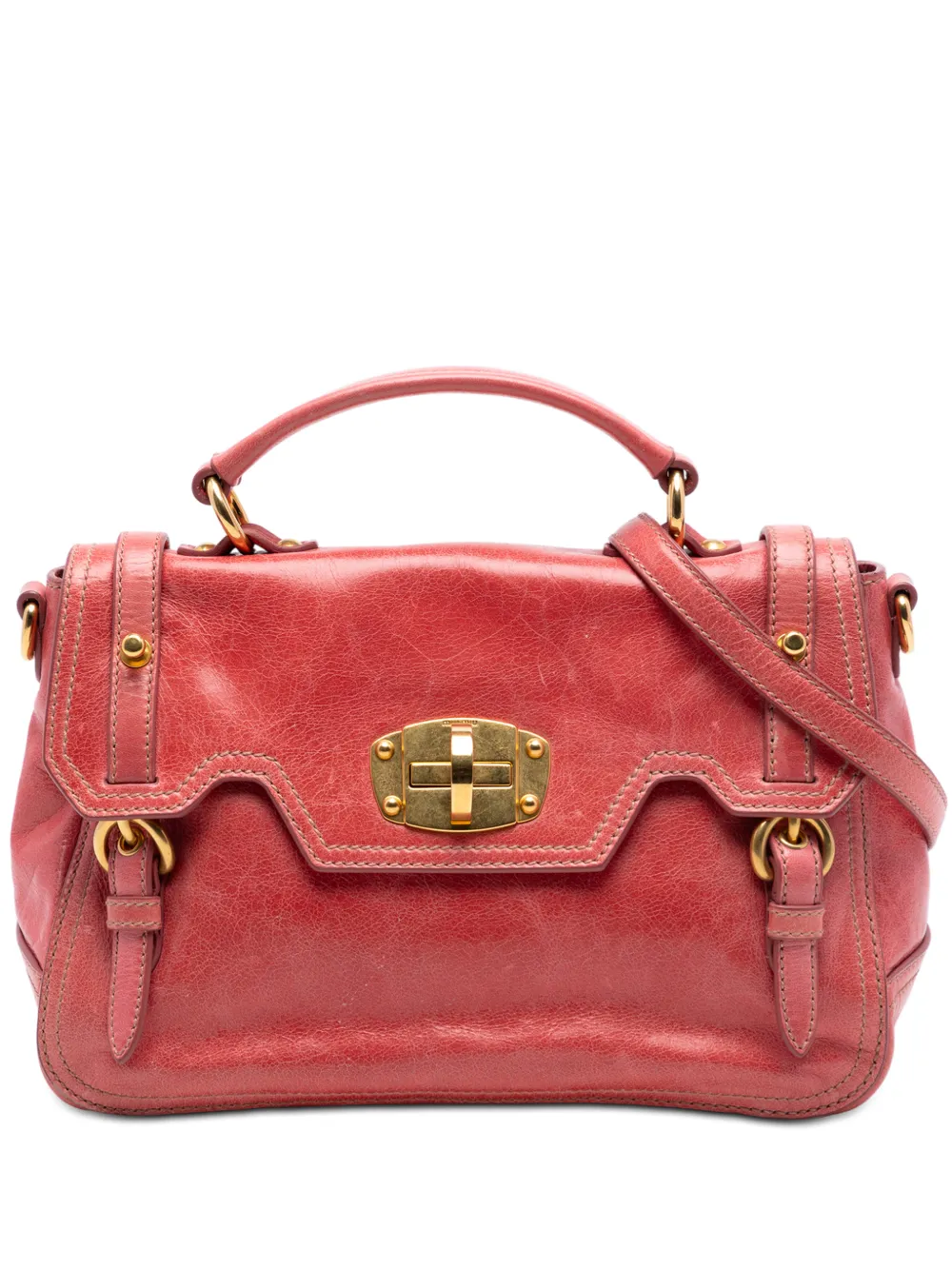 Miu Miu Pre-Owned 2010-2026 Distressed Leather Turnlock satchel - Rosa