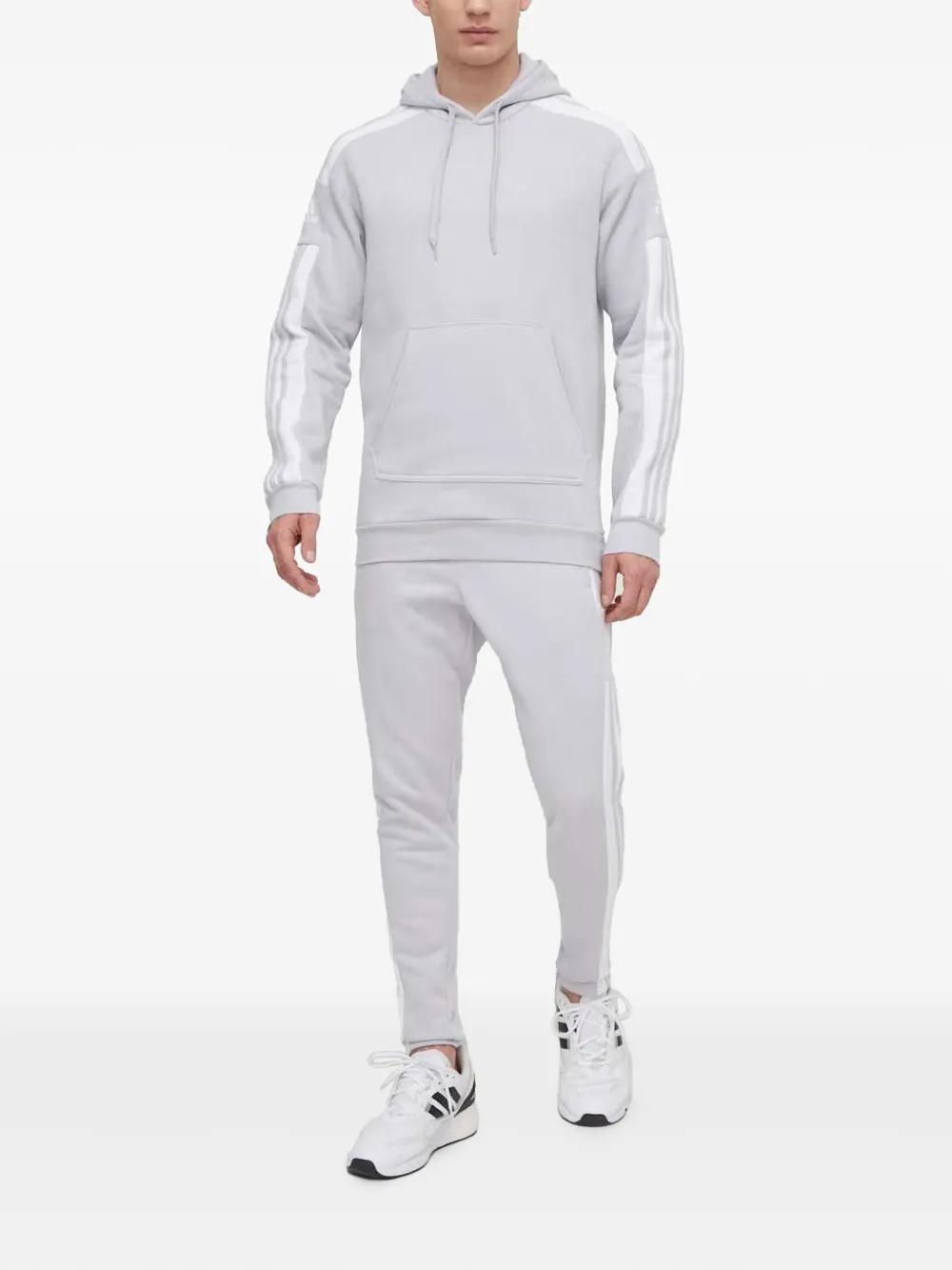 adidas signature stripes-detail hoodie Grijs