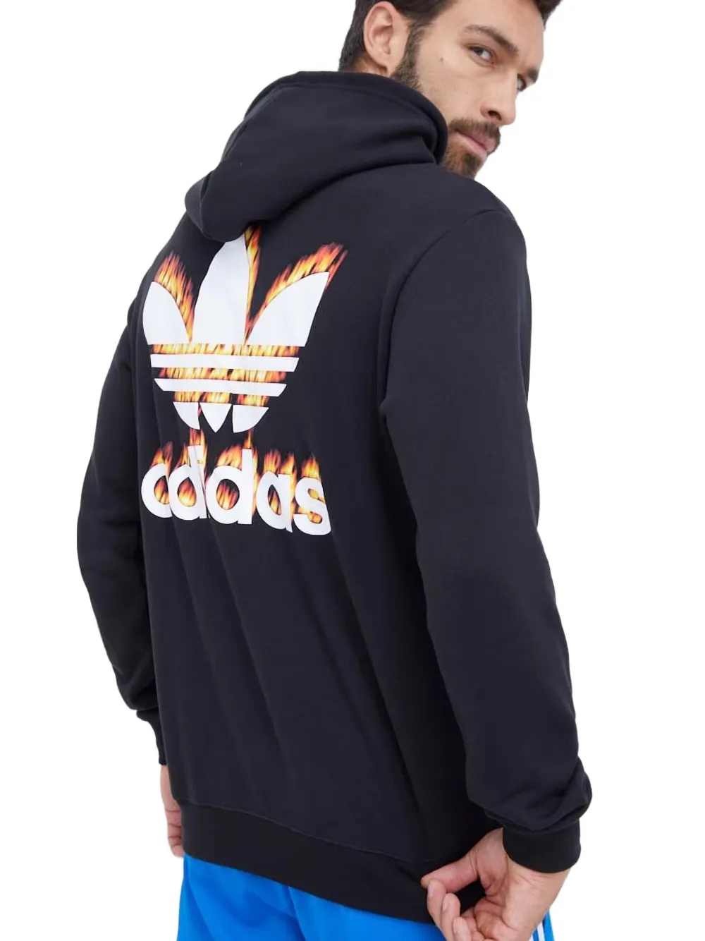adidas Trefoil hoodie met vlammenprint Zwart