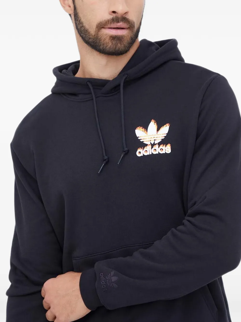 adidas Trefoil hoodie met vlammenprint Zwart