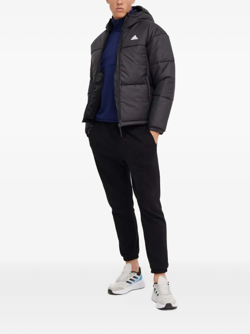 adidas Sweater met logoprint en halve rits Blauw