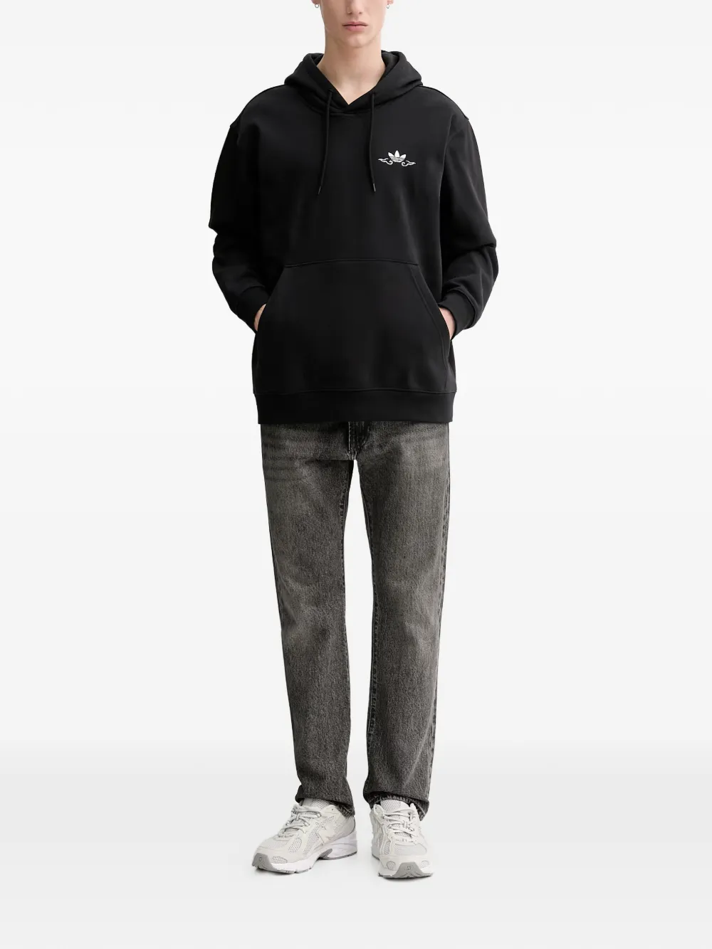 adidas Hoodie met lange mouwen en grafische print Zwart