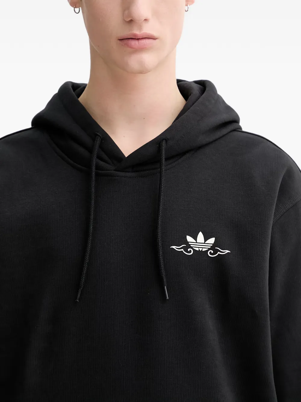 adidas Hoodie met lange mouwen en grafische print Zwart