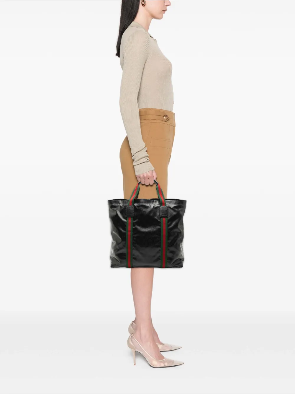  Gucci Pre-owned 2000-2015 Gg Imprime Web Tote Bag - Black 