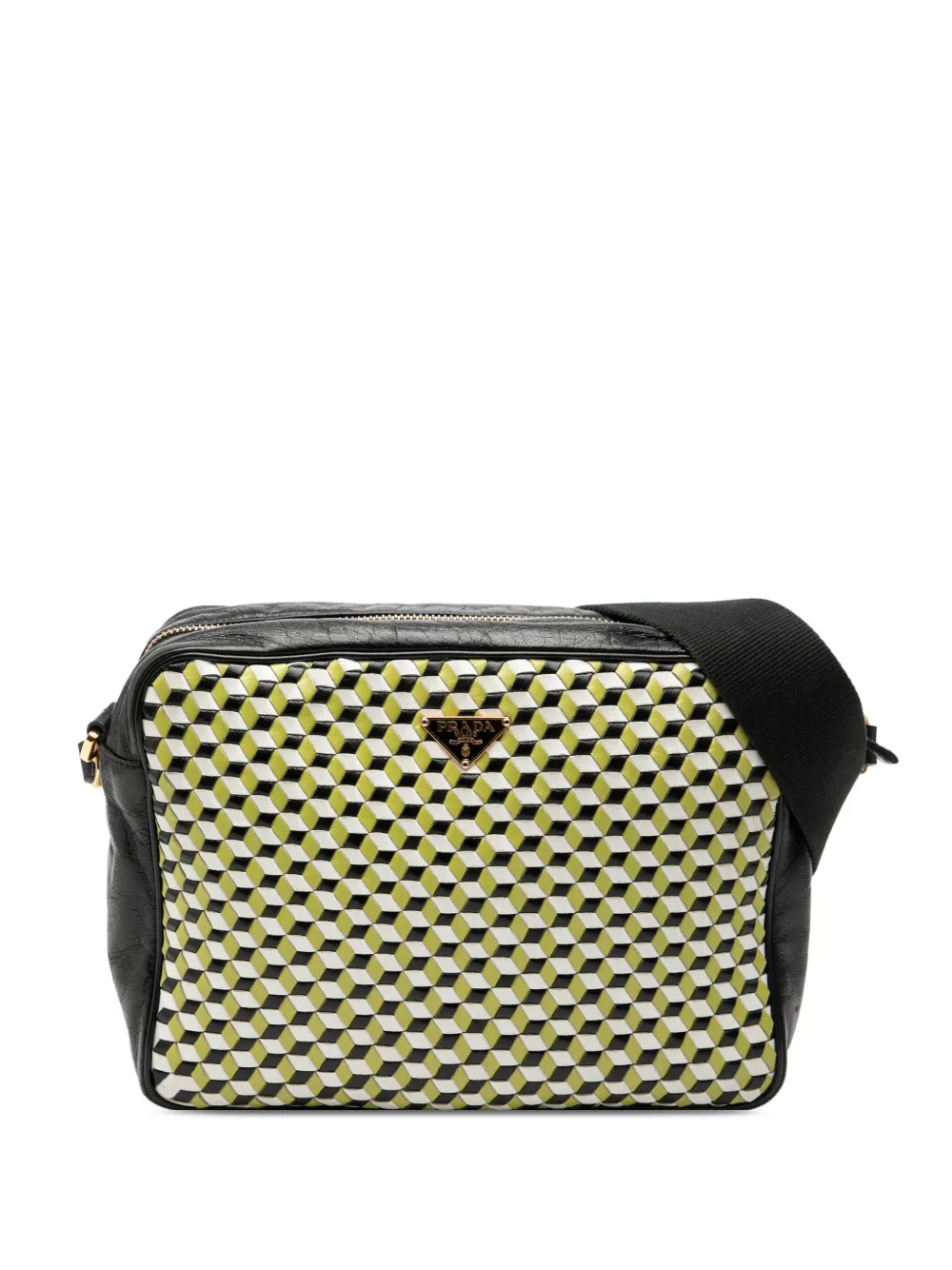 Prada Pre-Owned 2000-2013 Leather Perspective Cubes shoulder bag - Nero