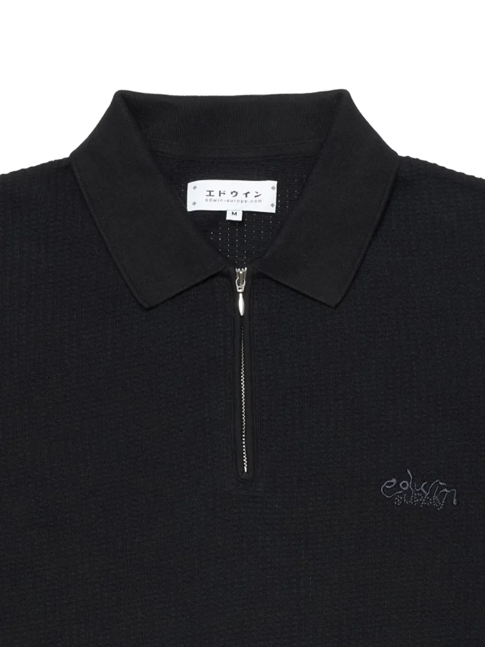 Edwin Rick poloshirt met geborduurd logo Zwart