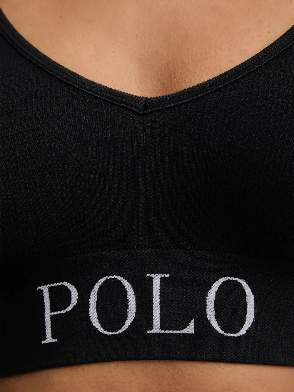 Polo Ralph Lauren Geribbelde bh met logoband Zwart