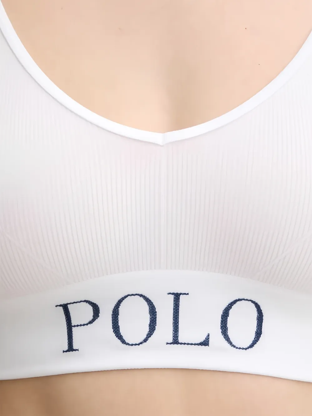 Polo Ralph Lauren Ribgebreide bh met logo-print Wit