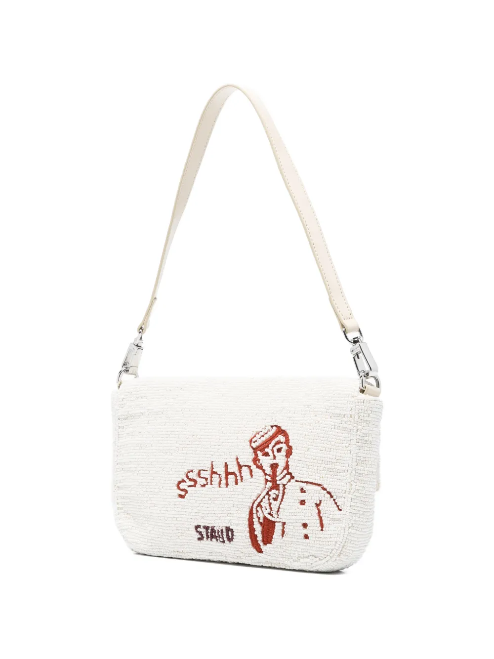  Staud Timmy Floral Beaded Shoulder Bag - White 