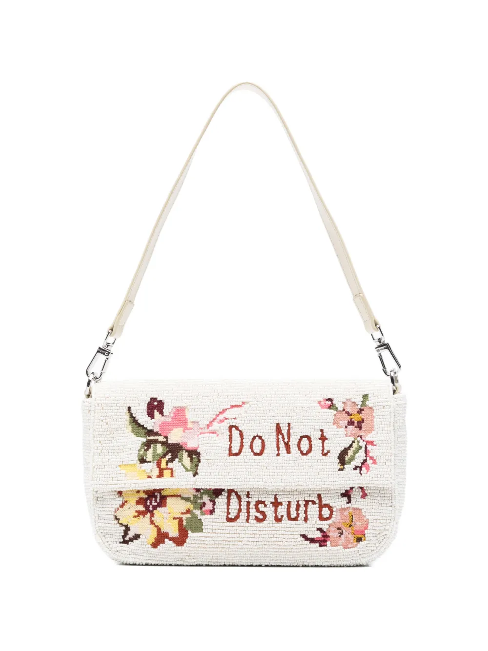 STAUD Timmy floral beaded shoulder bag - Bianco
