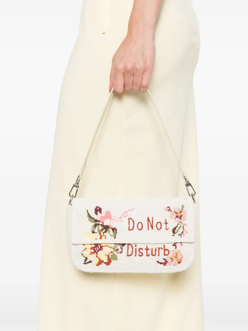  Staud Timmy Floral Beaded Shoulder Bag - White 