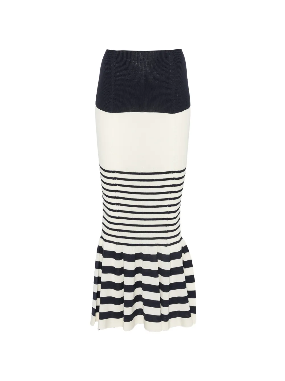 Junya Watanabe striped mermaid-silhouette midi skirt - Toni neutri
