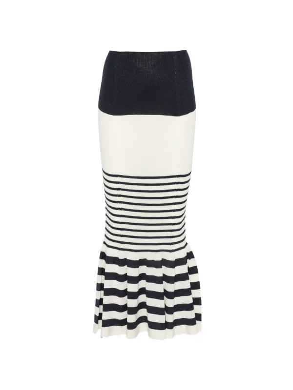 Junya Watanabe Striped Mermaid-silhouette Midi Skirt in Neutrals