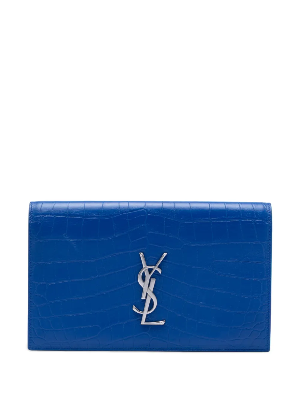 Saint Laurent Pre-Owned 2015 Croc Embossed Monogram Kate clutch bag - Blu