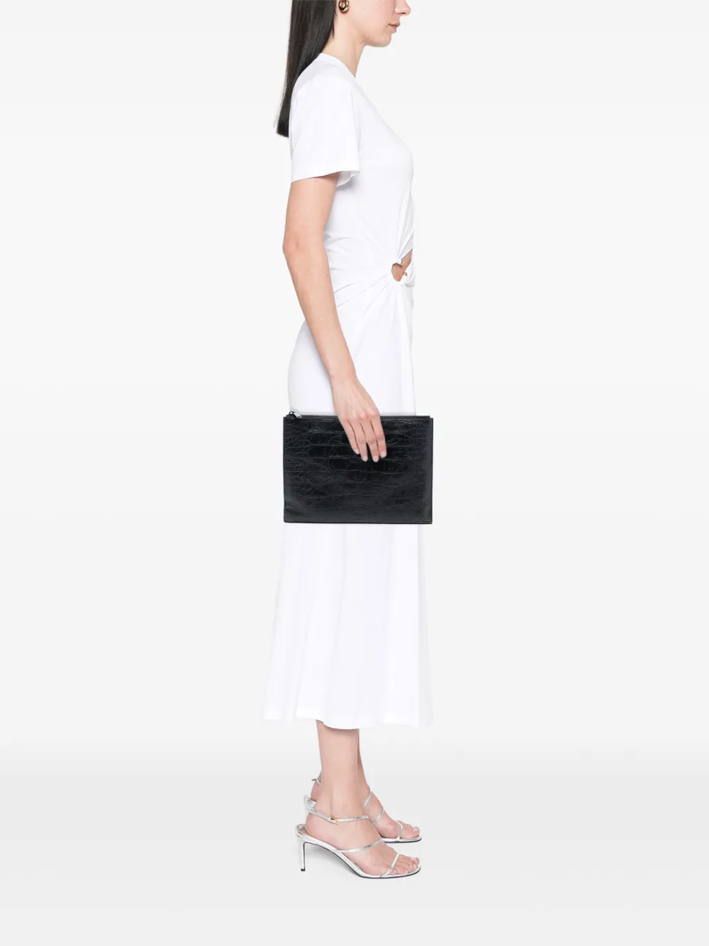  Saint Laurent Pre-owned Bolso De Mano Document Holder De Piel Con Efecto De Piel De Cocodrilo En Relieve 2017 - Negro 