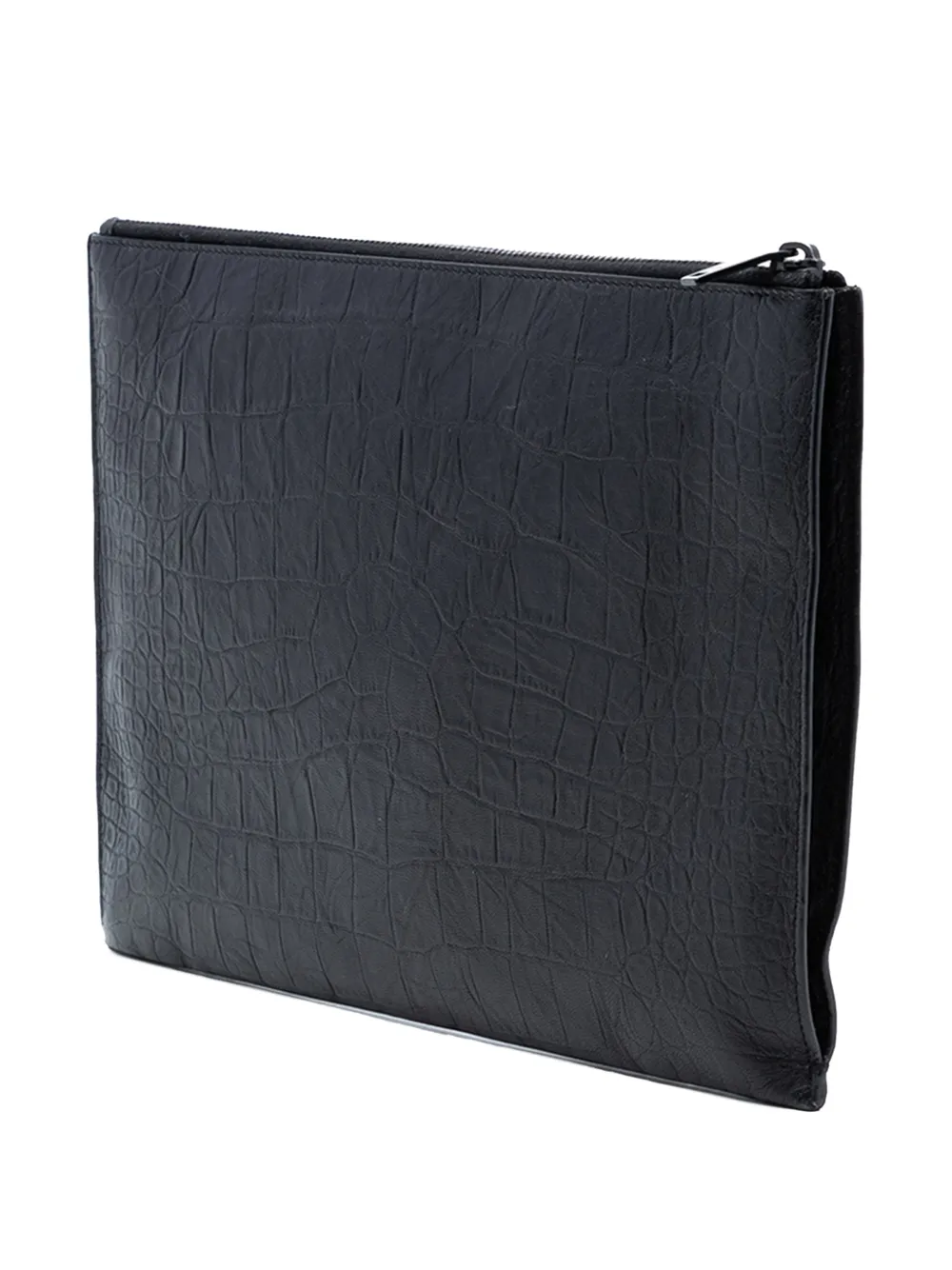  Saint Laurent Pre-owned Bolso De Mano Document Holder De Piel Con Efecto De Piel De Cocodrilo En Relieve 2017 - Negro 