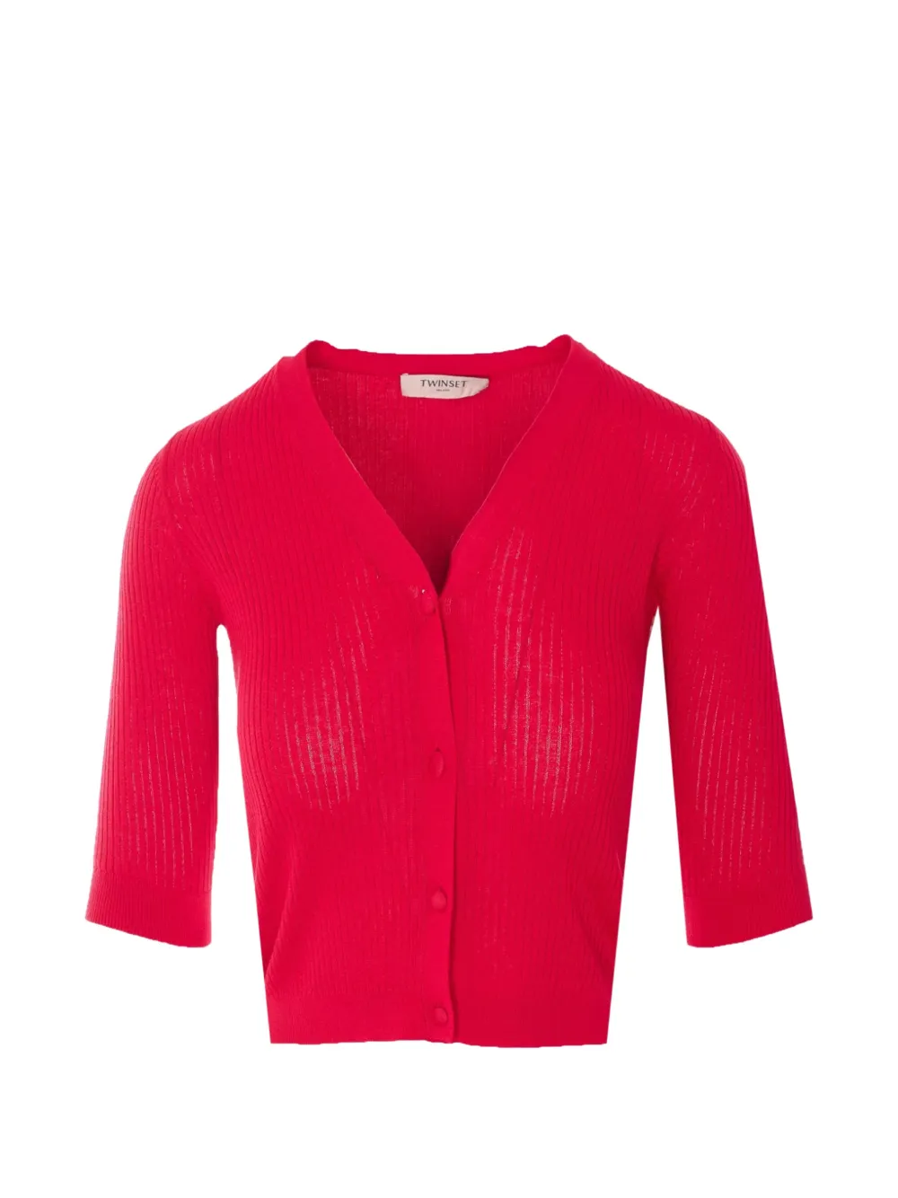 TWINSET ribbed-knit V-neck cardigan - Rosso
