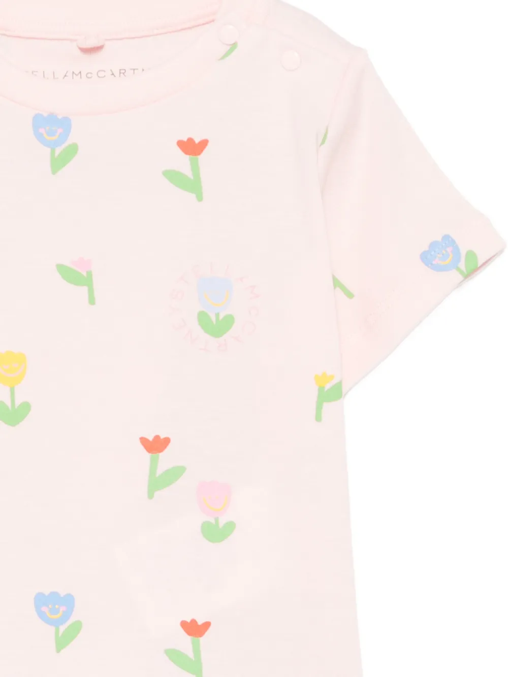 Stella McCartney Kids T-shirt met bloemenprint Roze