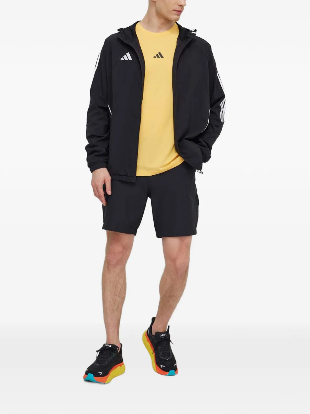 adidas hooded logo-print jacket Zwart
