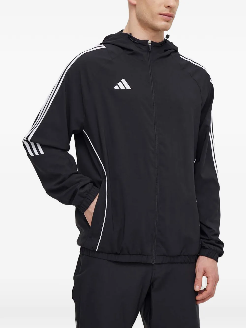 adidas hooded logo-print jacket Zwart
