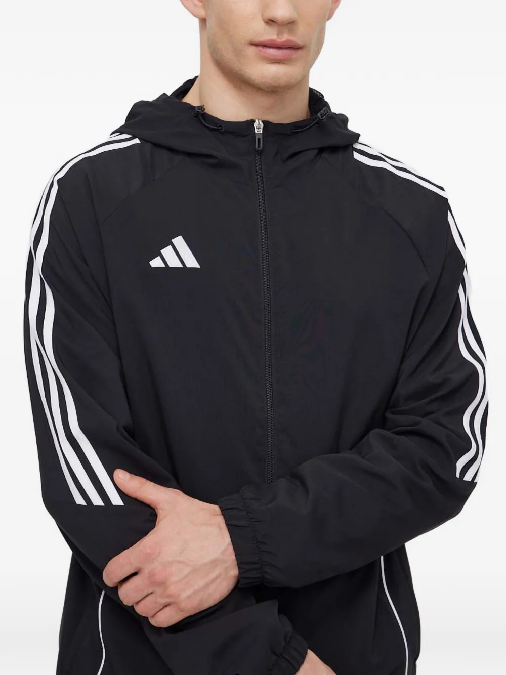 adidas hooded logo-print jacket Zwart