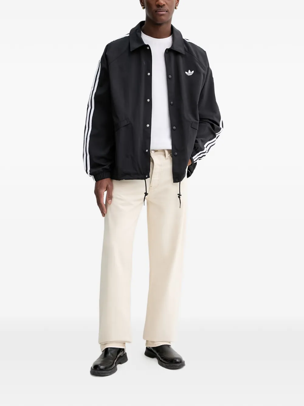 adidas logo-embroidered 3-Stripes jacket Zwart