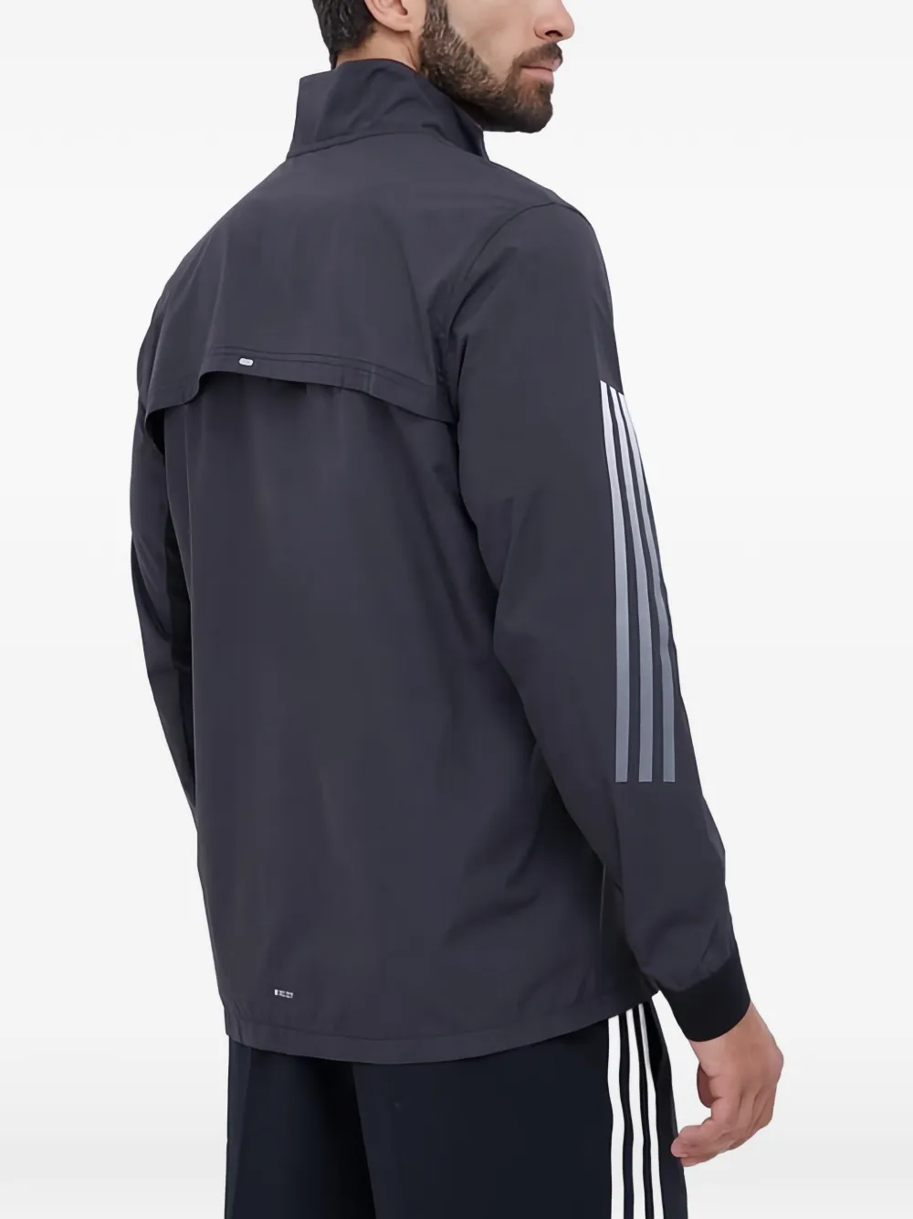 adidas Windjack met zijstreep en rits Zwart