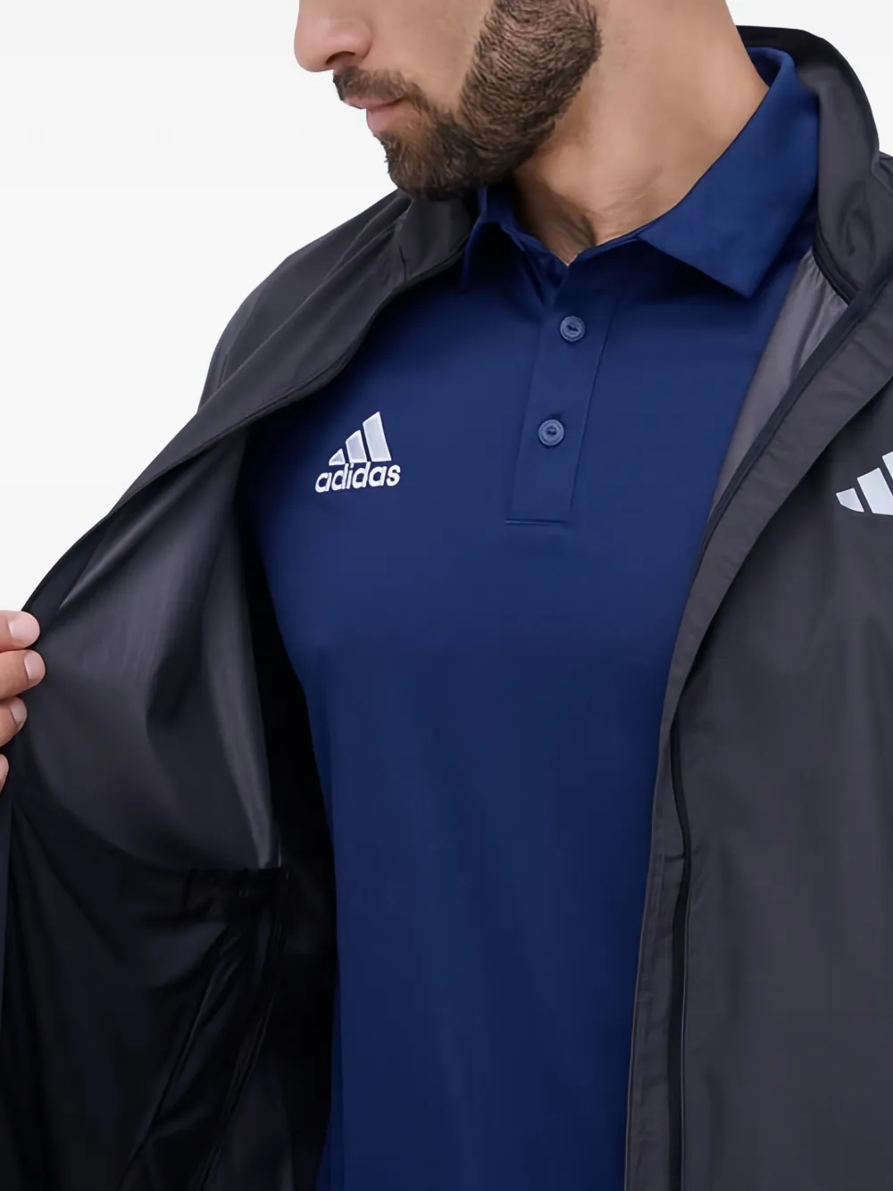 adidas Windjack met zijstreep en rits Zwart