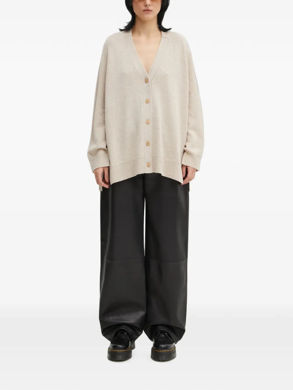Maison Kitsuné Button-up vest met V-hals Beige