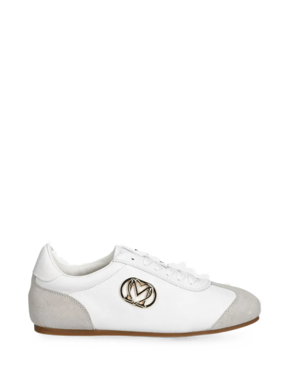 Love Moschino logo-plaque suede-panel sneakers - Bianco