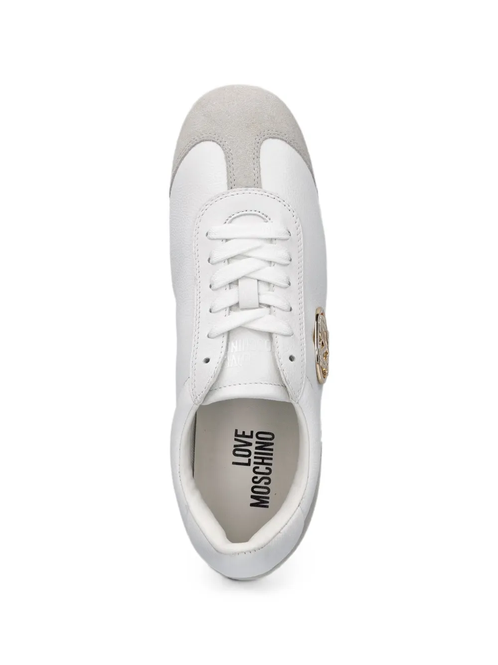 Love Moschino logo-plaque suede-panel sneakers Wit