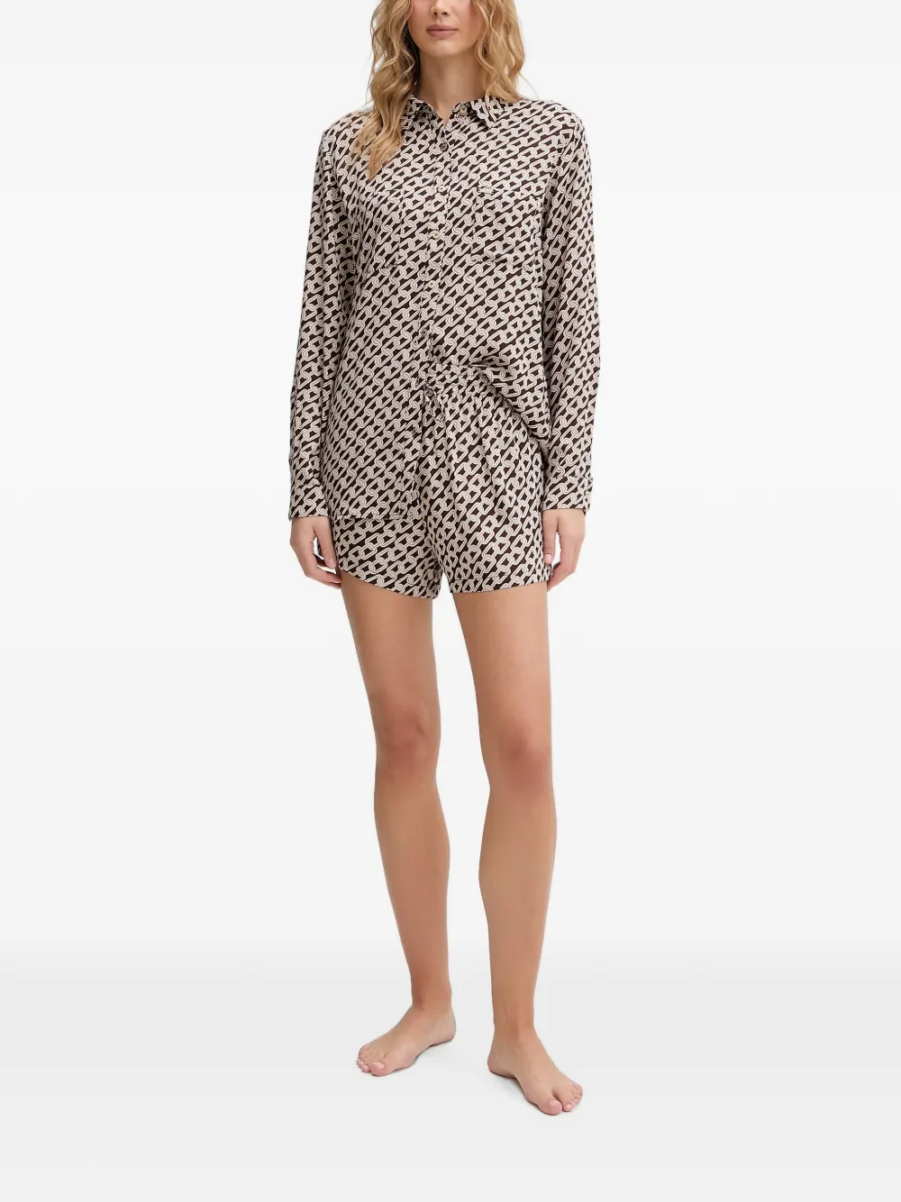 Melissa Odabash Annie chain-print drawstring shorts - Marrone