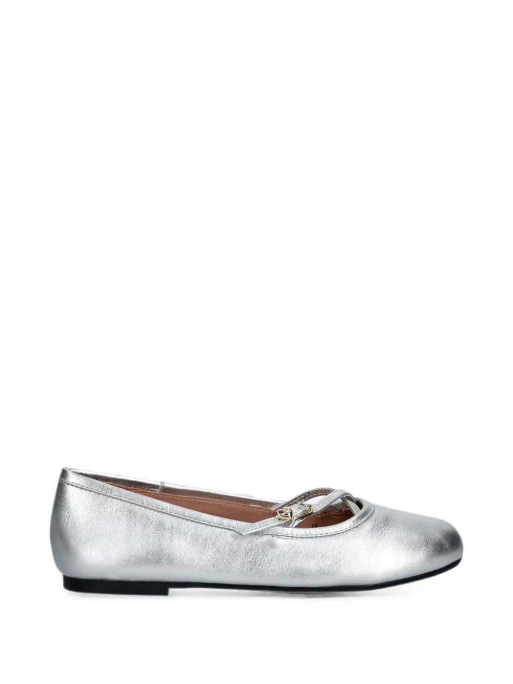Love Moschino metallic-effect buckled ballet flats - Grigio