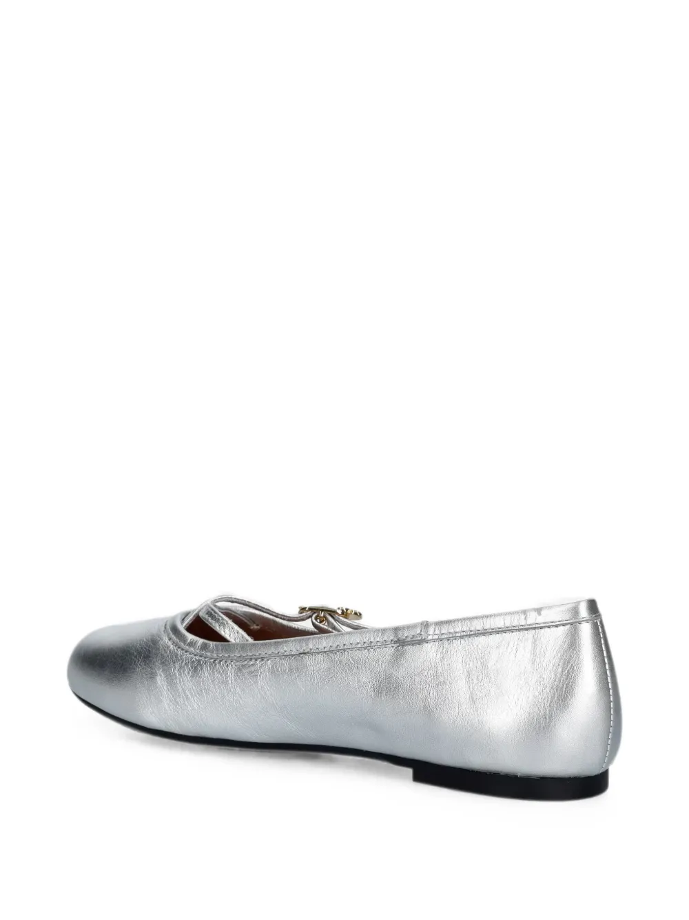 Love Moschino metallic-effect buckled ballet flats Grijs