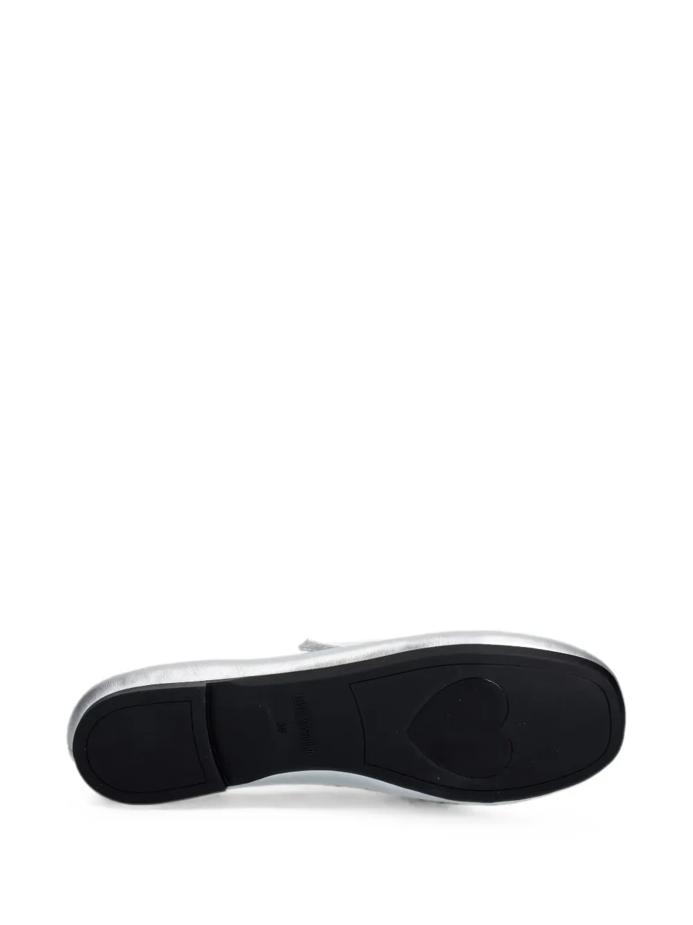 Love Moschino metallic-effect buckled ballet flats Grijs