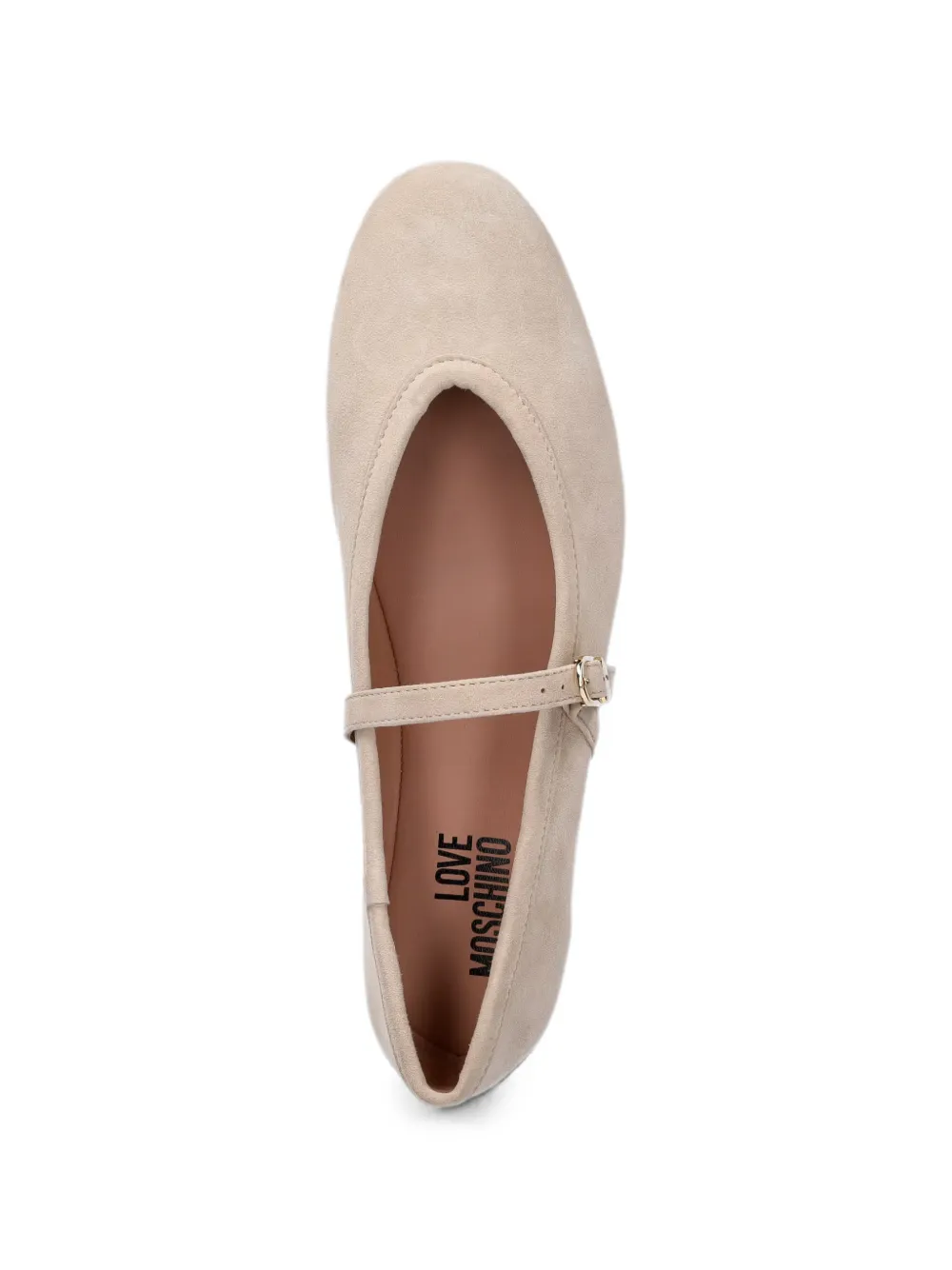 Love Moschino heart-charm buckle-strap ballet flats Beige