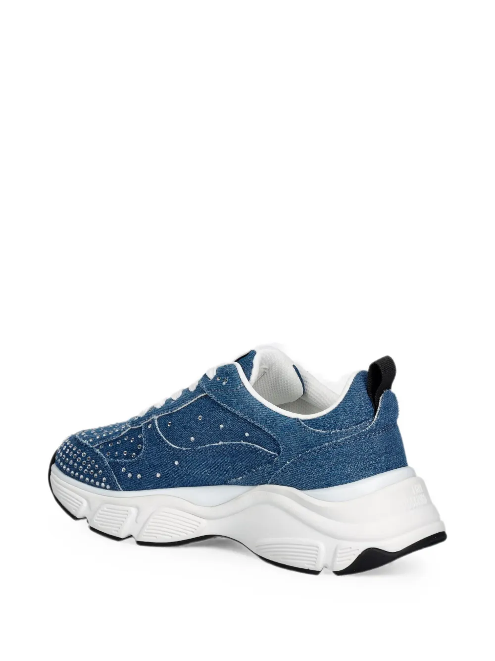 Love Moschino Denim sneakers met stras Blauw