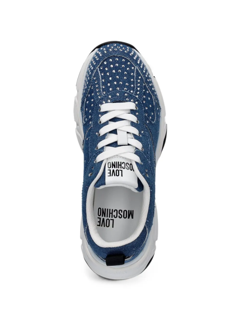 Love Moschino Denim sneakers met stras Blauw