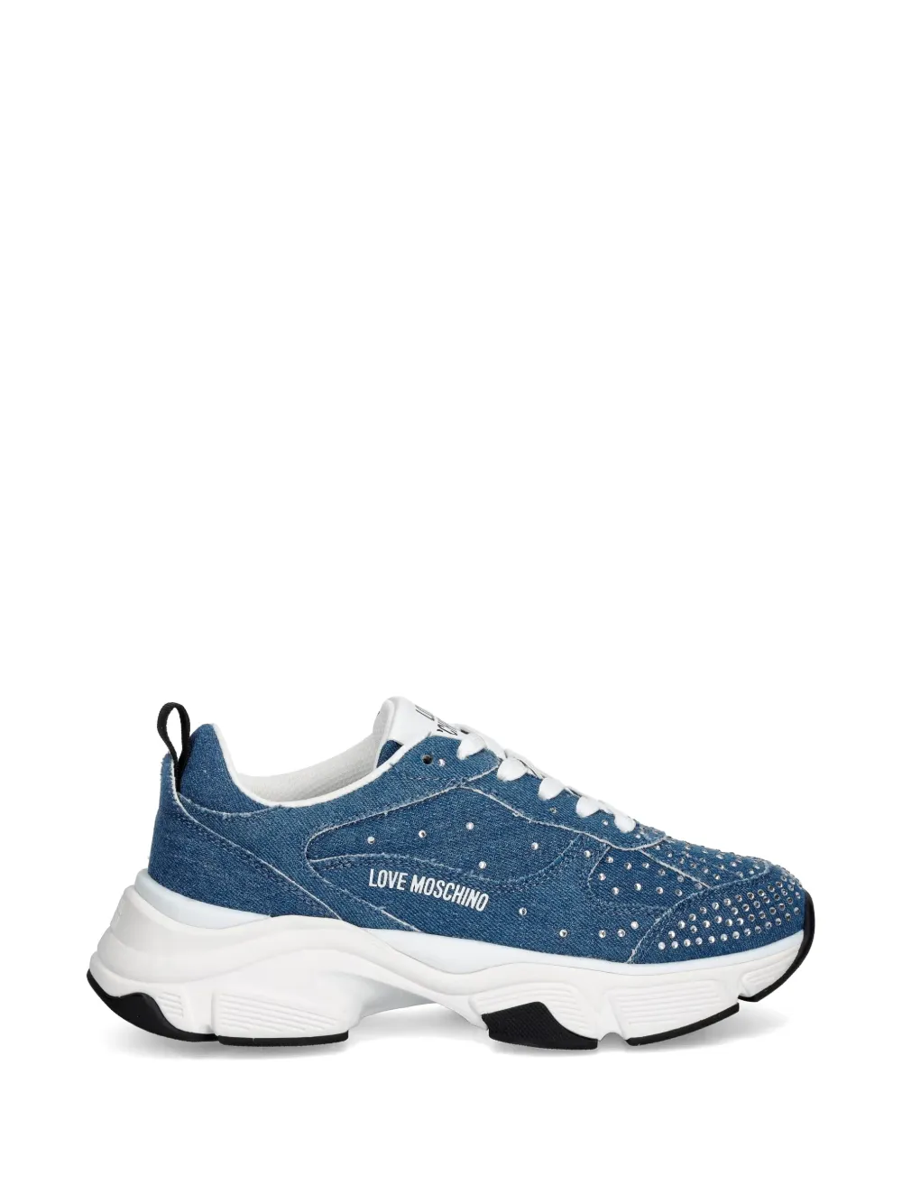 Love Moschino Sneakers denim con strass - Blu