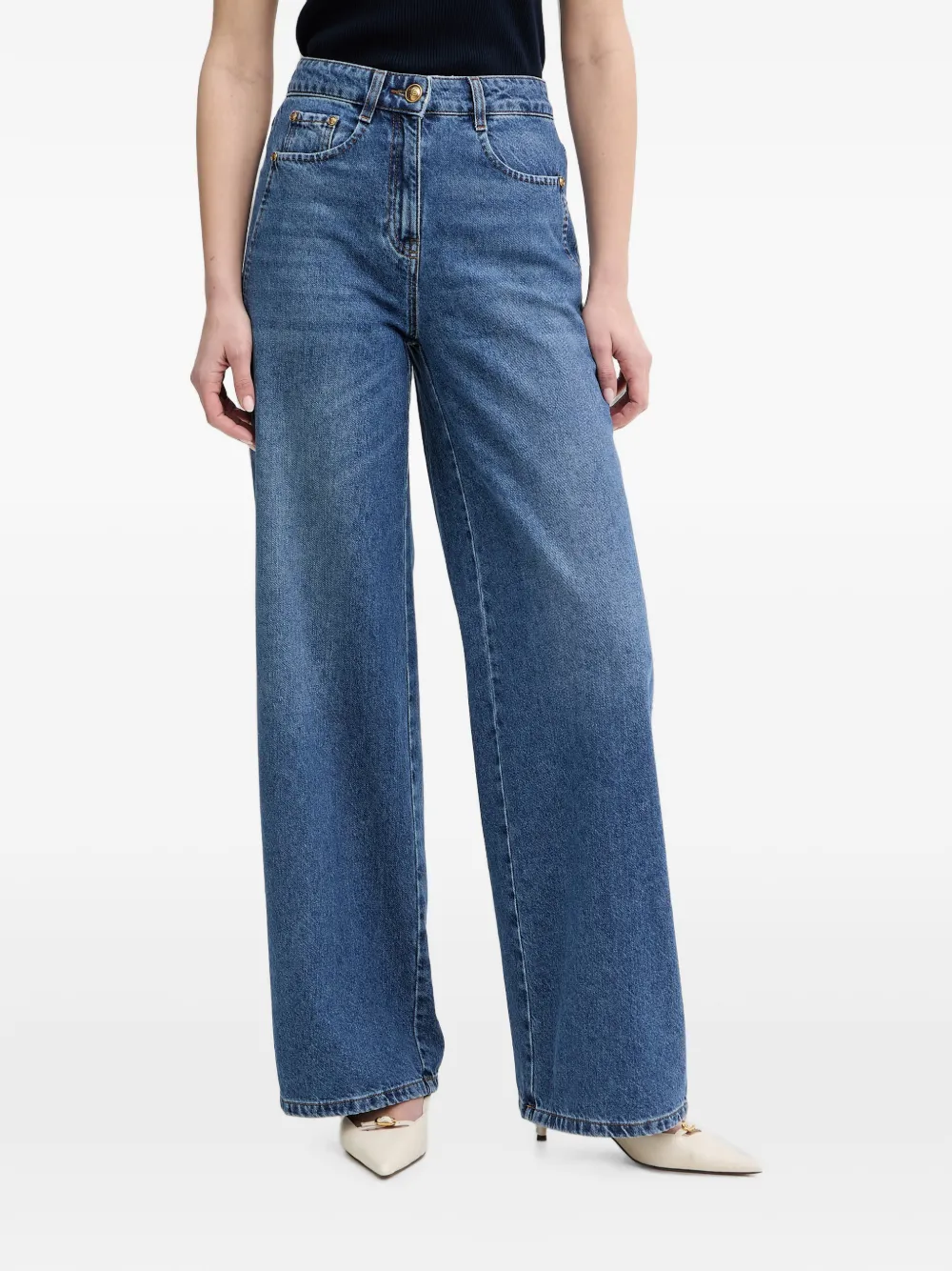 LUISA SPAGNOLI Appretto Wide-Leg-Jeans - Blau