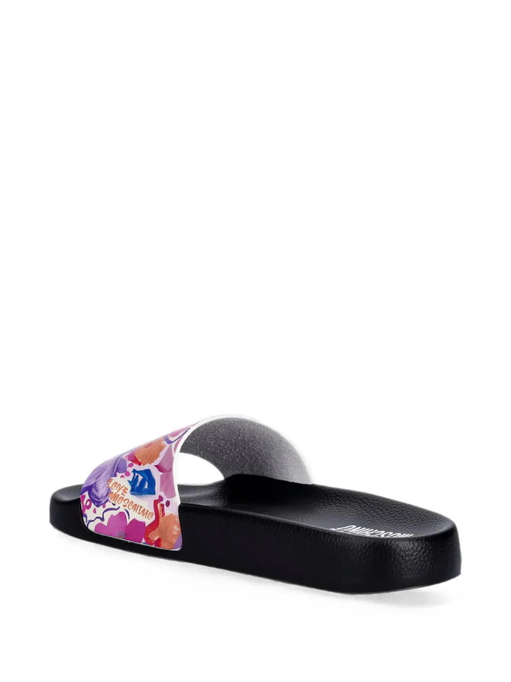 Love Moschino floral-print logo-print slides Zwart