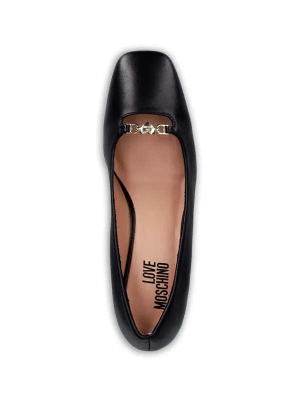 MOSCHINO ハート エナメル パンプス ブラック ポインテッドトゥ 自社EC