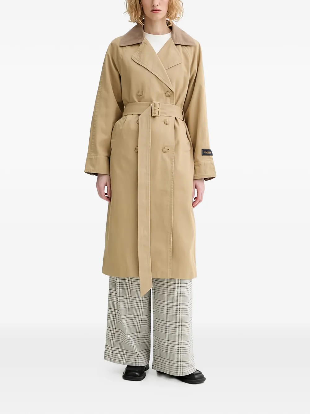 Marc O'Polo Geruite plooibroek Beige