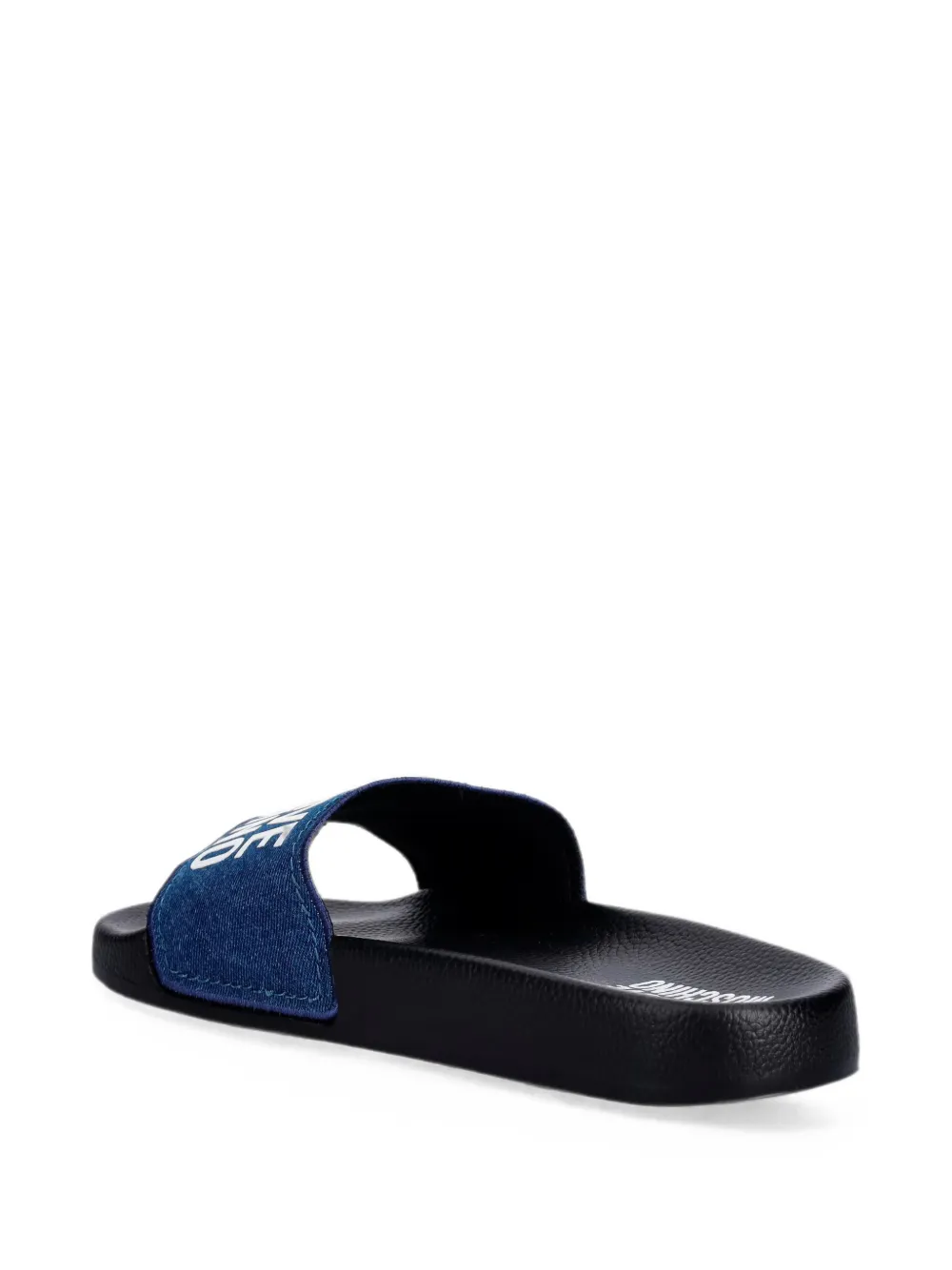 Love Moschino logo-print denim slides Blauw