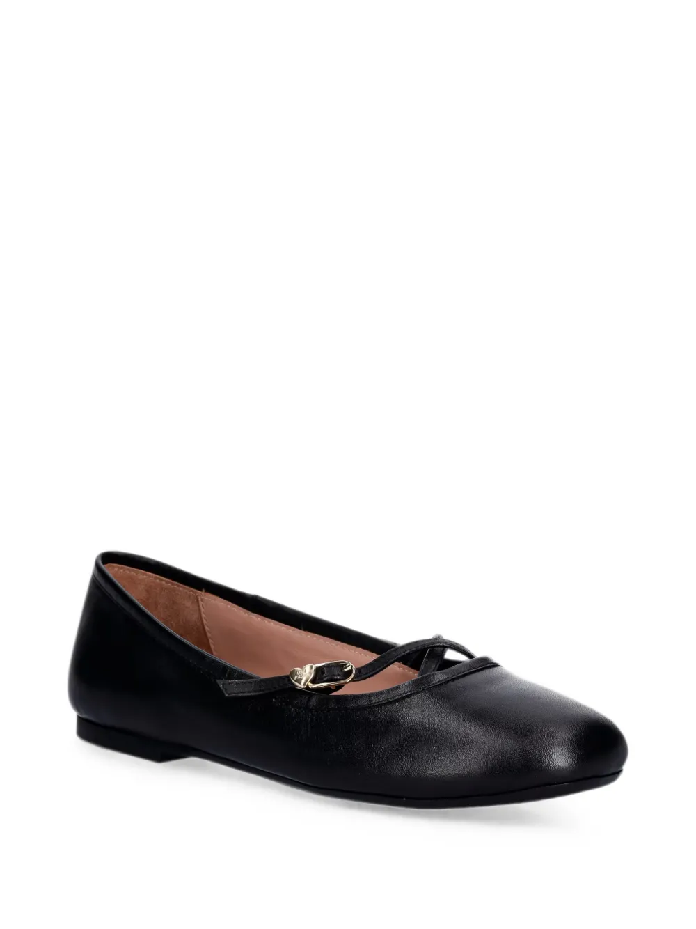 Love Moschino heart-motif crossover-strap ballet flats Zwart