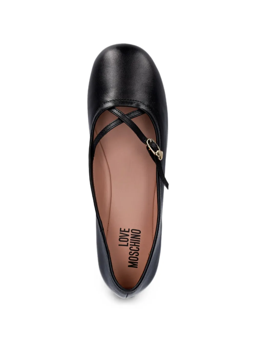 Love Moschino heart-motif crossover-strap ballet flats Zwart