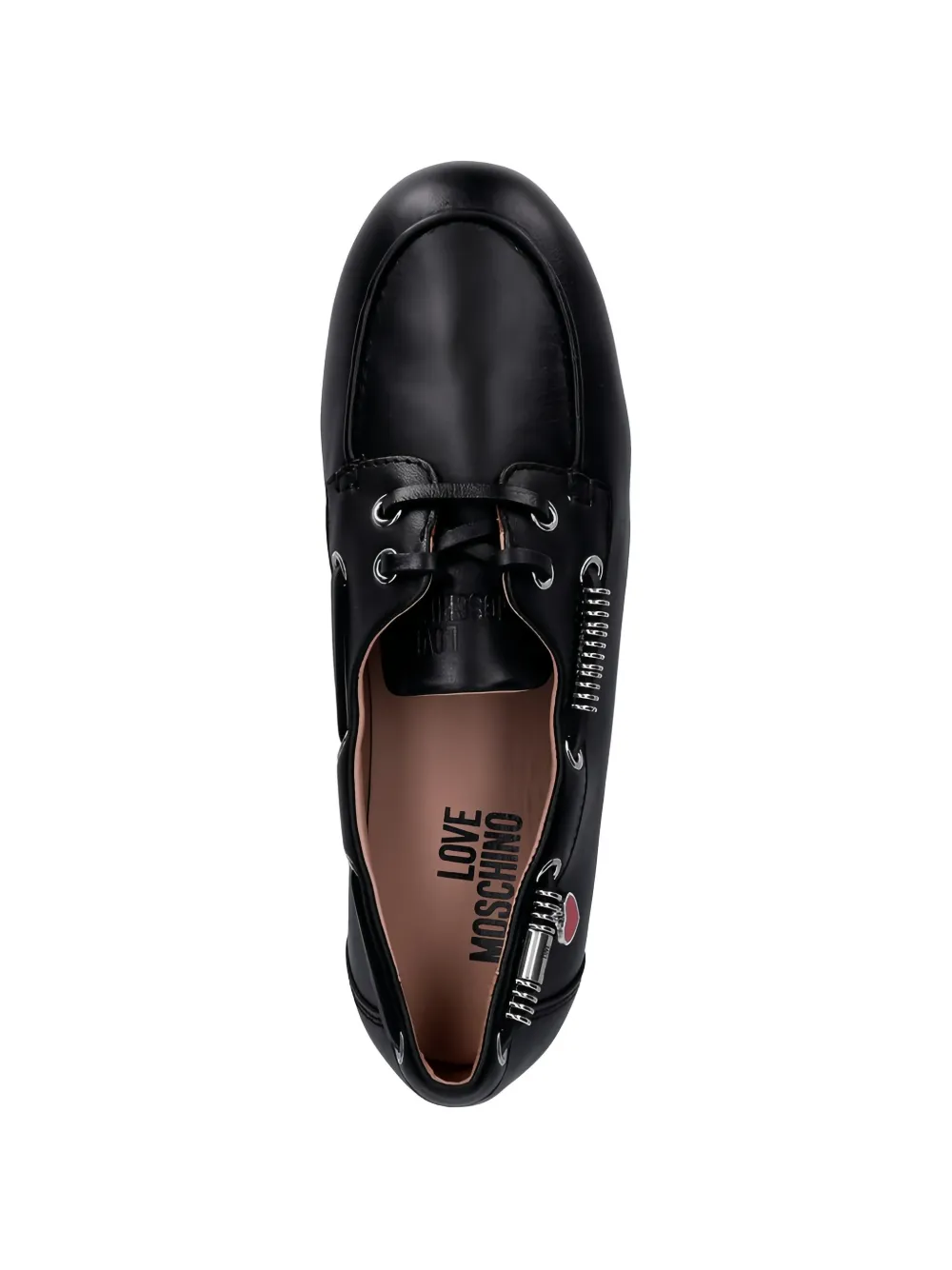 Love Moschino heart appliqué lace up loafers Zwart