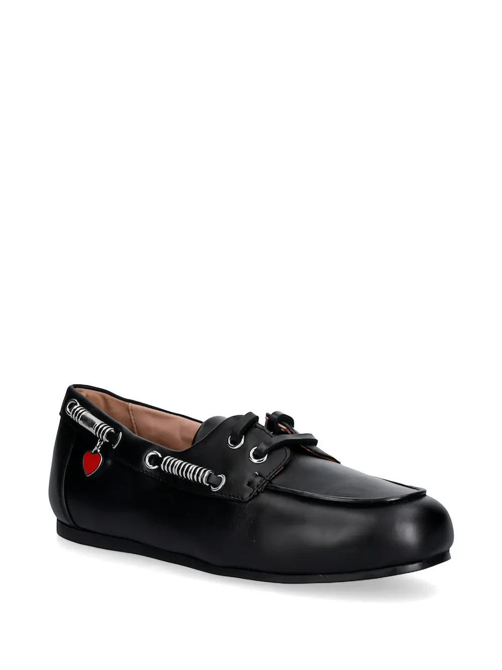 Love Moschino heart appliqué lace up loafers Zwart