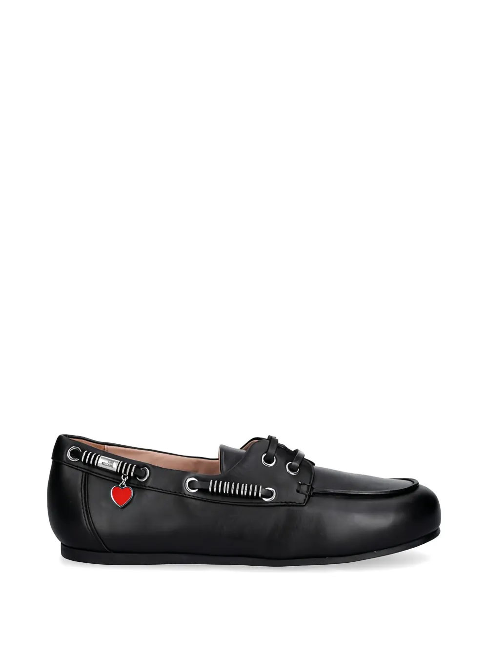 Love Moschino heart appliqué lace up loafers - Nero
